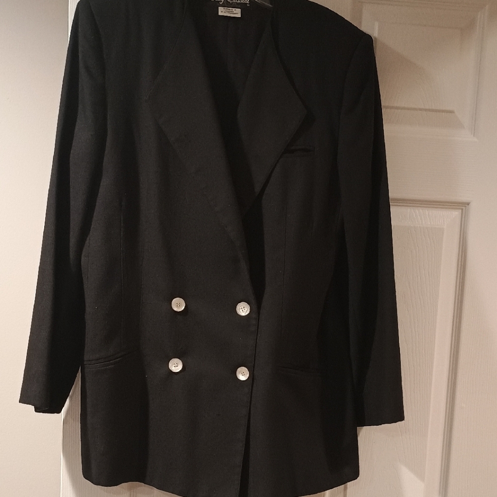 Oleg Cassini Classic Black Blazer with Silver Accents